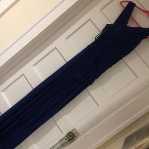 Draped navy BCBG gown